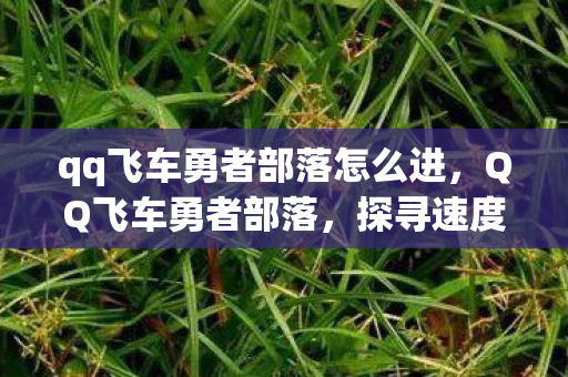 qq飞车勇者部落怎么进，QQ飞车勇者部落，探寻速度与激情的极致世界