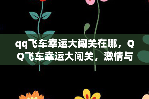 qq飞车幸运大闯关在哪，QQ飞车幸运大闯关，激情与速度的盛宴