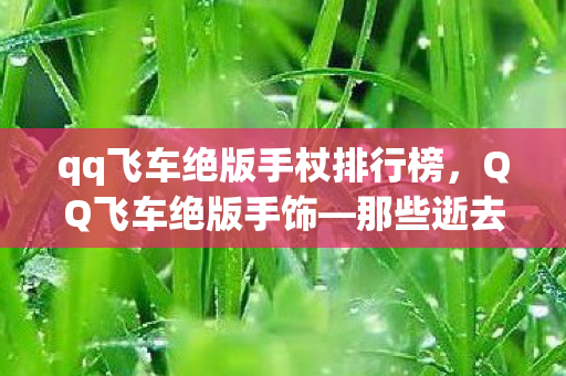 qq飞车绝版手杖排行榜，QQ飞车绝版手饰—那些逝去的荣耀与回忆