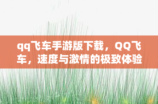 qq飞车手游版下载，QQ飞车，速度与激情的极致体验
