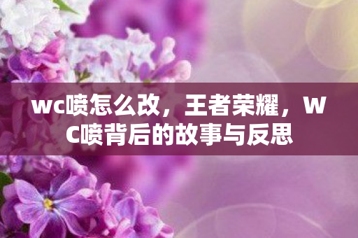 wc喷怎么改，王者荣耀，WC喷背后的故事与反思