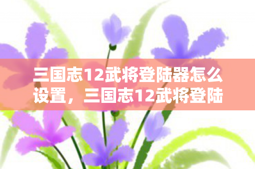 三国志12武将登陆器怎么设置，三国志12武将登陆器，打造你的专属三国战场
