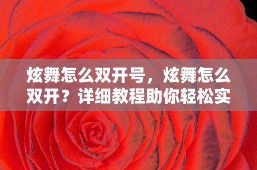 炫舞怎么双开号，炫舞怎么双开？详细教程助你轻松实现