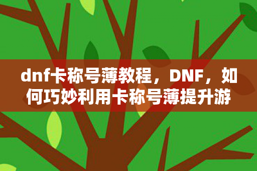 dnf卡称号薄教程，DNF，如何巧妙利用卡称号薄提升游戏体验