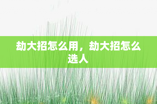 劫大招怎么用，劫大招怎么选人