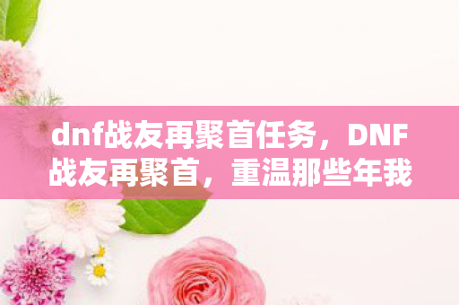 dnf战友再聚首任务，DNF战友再聚首，重温那些年我们一起刷图的时光