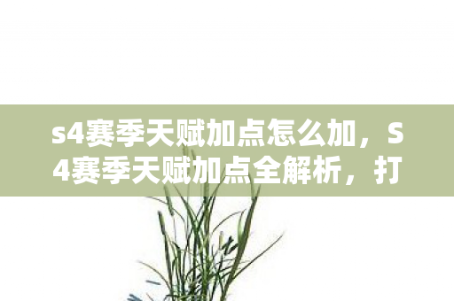s4赛季天赋加点怎么加，S4赛季天赋加点全解析，打造你的专属英雄之路