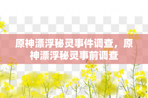 原神漂浮秘灵事件调查，原神漂浮秘灵事前调查