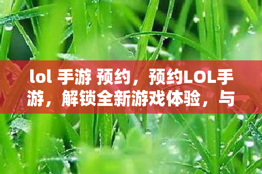 lol 手游 预约，预约LOL手游，解锁全新游戏体验，与全球玩家同场竞技