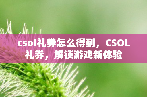 csol礼券怎么得到，CSOL礼券，解锁游戏新体验