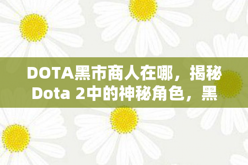 DOTA黑市商人在哪，揭秘Dota 2中的神秘角色，黑市商人
