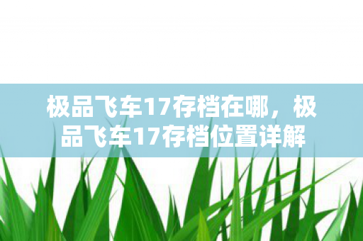 极品飞车17存档在哪，极品飞车17存档位置详解