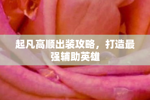 起凡高顺出装攻略,打造最强辅助英雄 起凡高顺出装攻略,打造最强辅助英雄