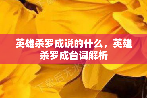 英雄杀罗成说的什么，英雄杀罗成台词解析