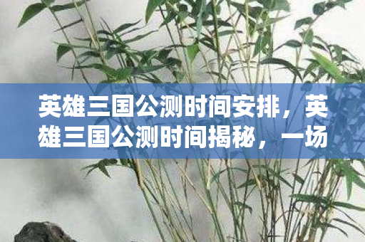 英雄三国公测时间安排，英雄三国公测时间揭秘，一场跨越时空的战役即将开启！