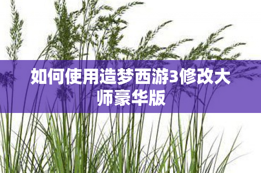 如何使用造梦西游3修改大师豪华版 如何使用造梦西游3修改大师豪华版