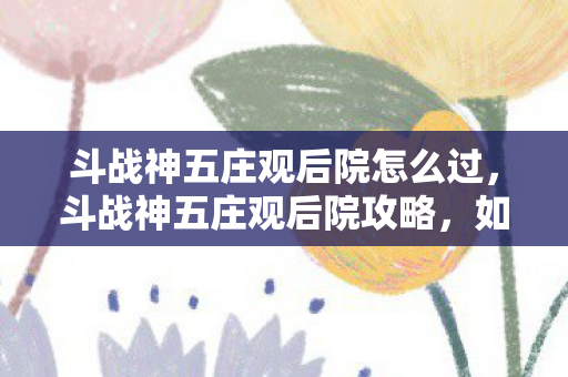 斗战神五庄观后院怎么过，斗战神五庄观后院攻略，如何轻松通关