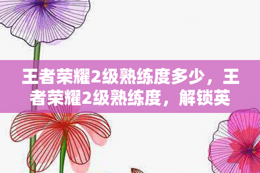 王者荣耀2级熟练度多少，王者荣耀2级熟练度，解锁英雄潜能，提升游戏实力