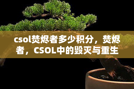 csol焚烬者多少积分,焚烬者,CSOL中的毁灭与重生 csol焚烬者多少积分,焚烬者,CSOL中的毁灭与重生
