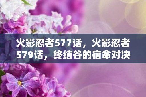 火影忍者577话，火影忍者579话，终结谷的宿命对决