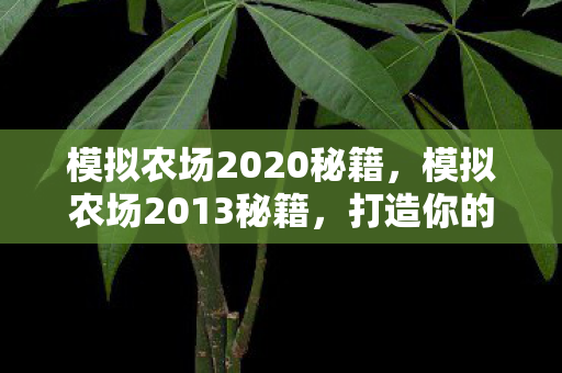 模拟农场2020秘籍，模拟农场2013秘籍，打造你的农场帝国