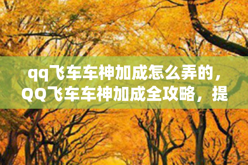 qq飞车车神加成怎么弄的,QQ飞车车神加成全攻略,提升速度与技巧,助你成为赛道王者 qq飞车车神加成怎么弄的,QQ飞车车神加成全攻略,提升速度与技巧,助你成为赛道王者