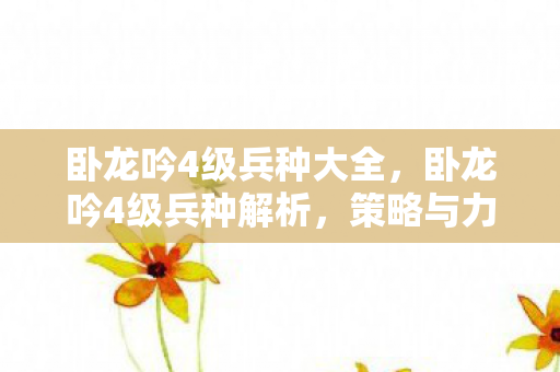 卧龙吟4级兵种大全，卧龙吟4级兵种解析，策略与力量的完美结合