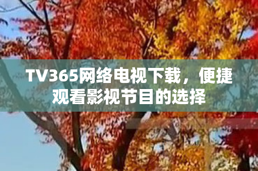 TV365网络电视下载，便捷观看影视节目的选择