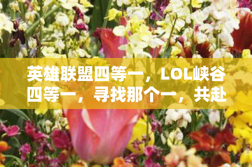 英雄联盟四等一，LOL峡谷四等一，寻找那个一，共赴荣耀之旅