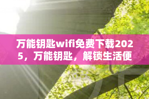 万能钥匙wifi免费下载2025，万能钥匙，解锁生活便利的神奇工具