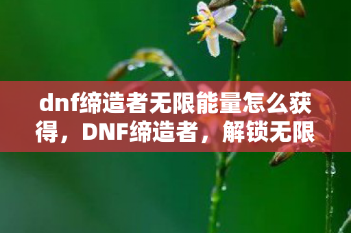 dnf缔造者无限能量怎么获得，DNF缔造者，解锁无限能量的秘密