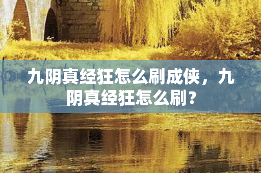 九阴真经狂怎么刷成侠，九阴真经狂怎么刷？