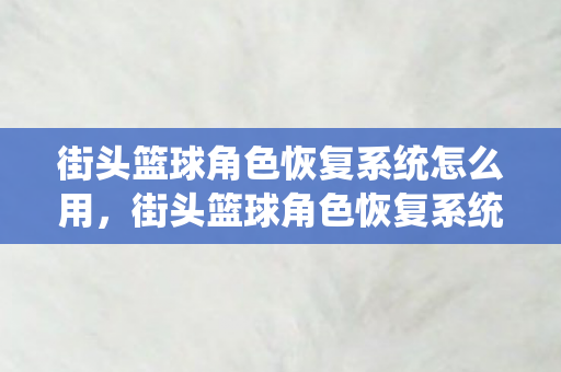 街头篮球角色恢复系统怎么用，街头篮球角色恢复系统，重塑经典，再现辉煌
