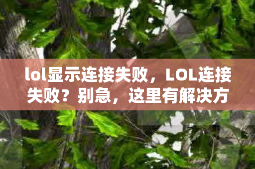 lol显示连接失败，LOL连接失败？别急，这里有解决方案！