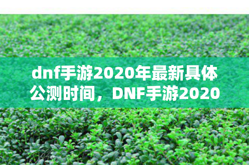 dnf手游2020年最新具体公测时间，DNF手游2020公测最新消息，期待已久，终于要来了！