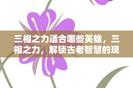 三相之力适合哪些英雄，三相之力，解锁古老智慧的现代应用