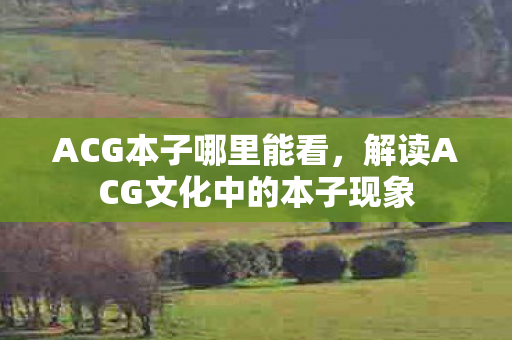 ACG本子哪里能看，解读ACG文化中的本子现象