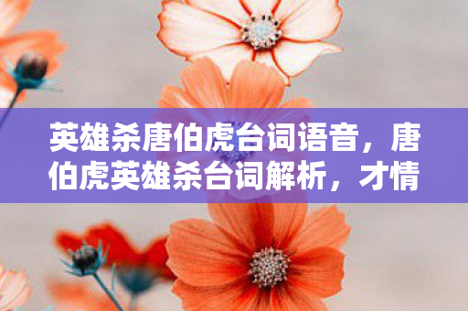 英雄杀唐伯虎台词语音，唐伯虎英雄杀台词解析，才情与侠义的碰撞