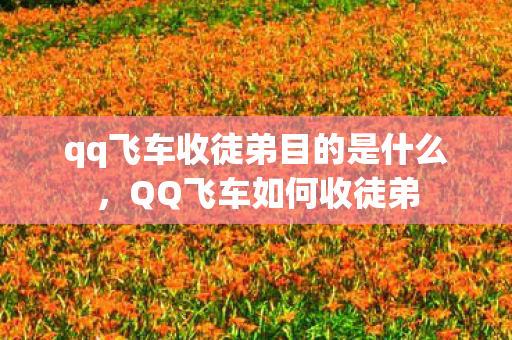qq飞车收徒弟目的是什么，QQ飞车如何收徒弟
