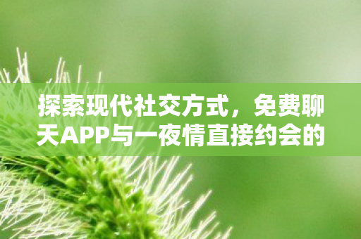 探索现代社交方式,免费聊天APP与一夜情直接约会的新世界 探索现代社交方式,免费聊天APP与一夜情直接约会的新世界