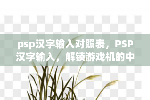 psp汉字输入对照表，PSP汉字输入，解锁游戏机的中文输入新体验