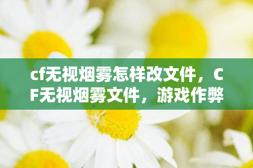 cf无视烟雾怎样改文件，CF无视烟雾文件，游戏作弊的灰色地带与道德反思