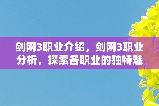 剑网3职业介绍，剑网3职业分析，探索各职业的独特魅力与玩法