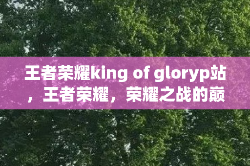 王者荣耀king of gloryp站，王者荣耀，荣耀之战的巅峰对决