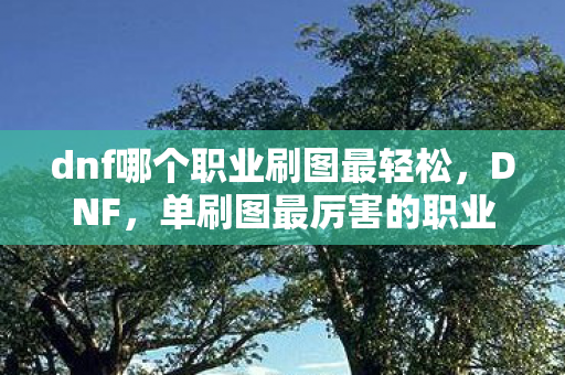 dnf哪个职业刷图最轻松，DNF，单刷图最厉害的职业，你选对了吗？