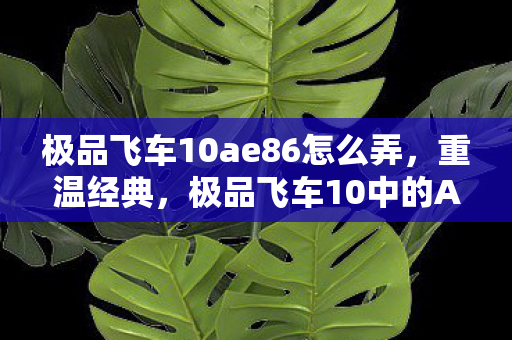 极品飞车10ae86怎么弄，重温经典，极品飞车10中的AE86传奇