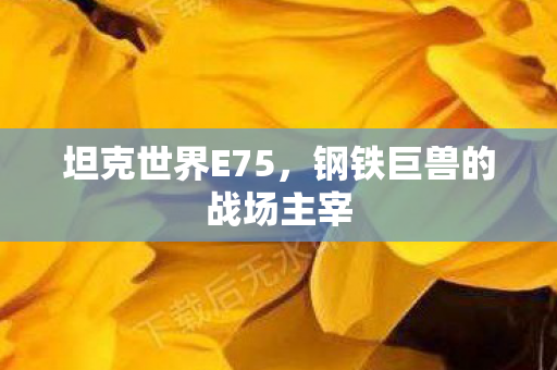 坦克世界E75,钢铁巨兽的战场主宰 坦克世界E75,钢铁巨兽的战场主宰