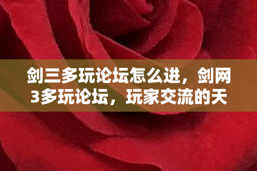 剑三多玩论坛怎么进，剑网3多玩论坛，玩家交流的天堂