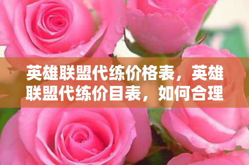 英雄联盟代练价格表，英雄联盟代练价目表，如何合理定价与选择服务