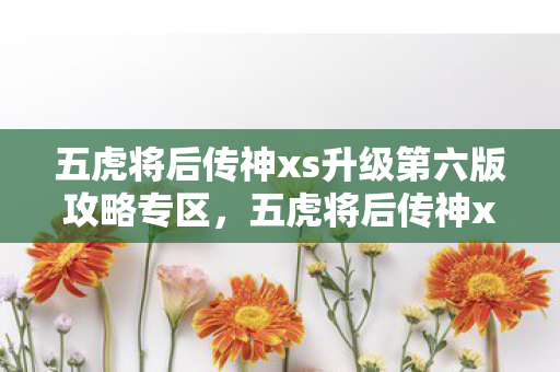 五虎将后传神xs升级第六版攻略专区，五虎将后传神xs升级第六版攻略